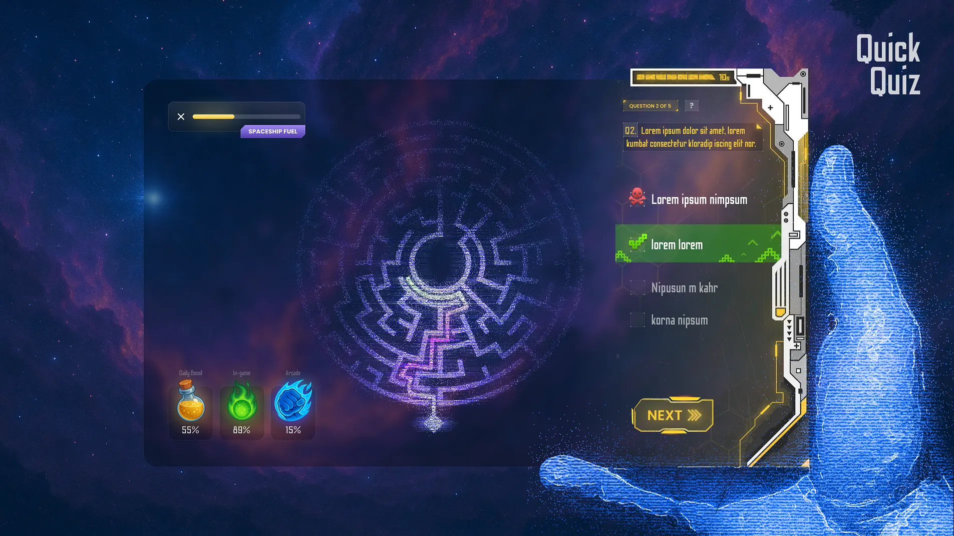 Sci-fi In-Game Quiz Mania UI